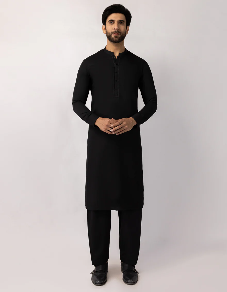 BLACK KAMEEZ SHALWAR | JCKS-A-90549/S25/JJ9768-SF