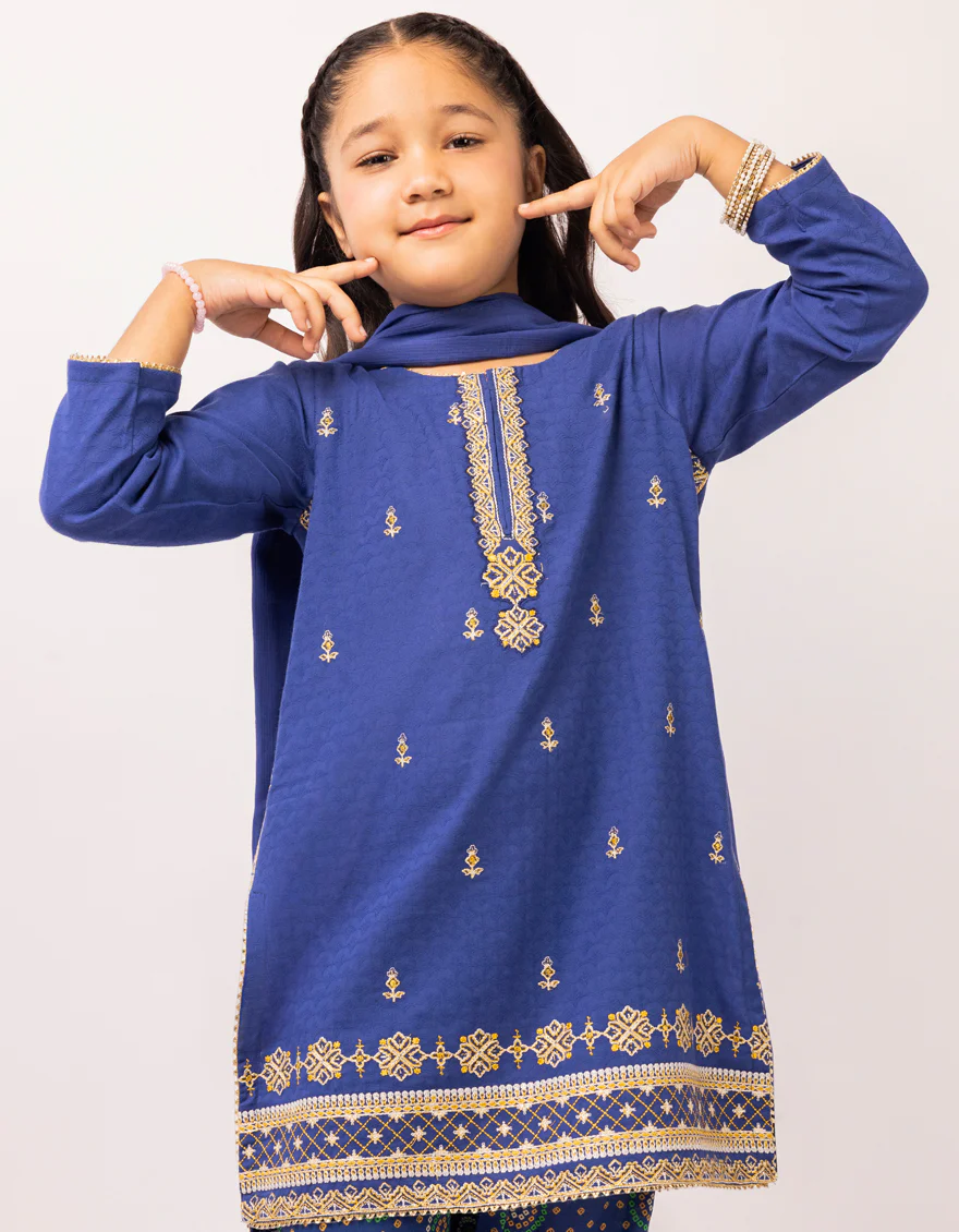 BLUE DOBBY 3PC STITCHED | JGK-S-JGP-26-1648 FB/CHUNRI-5 - Image 2