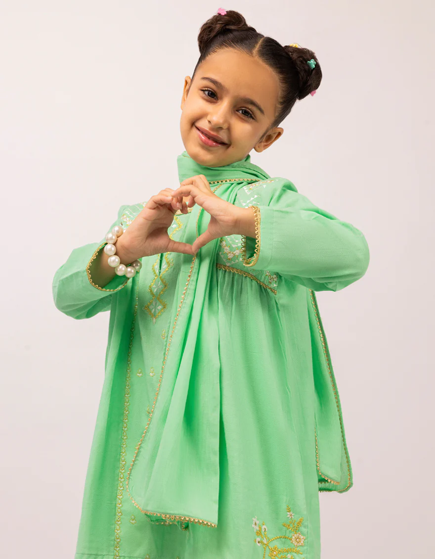 GREEN DOBBY 3PC STITCHED | JGK-S-JGP-26-1649 FB/CHUNRI-6 - Image 3