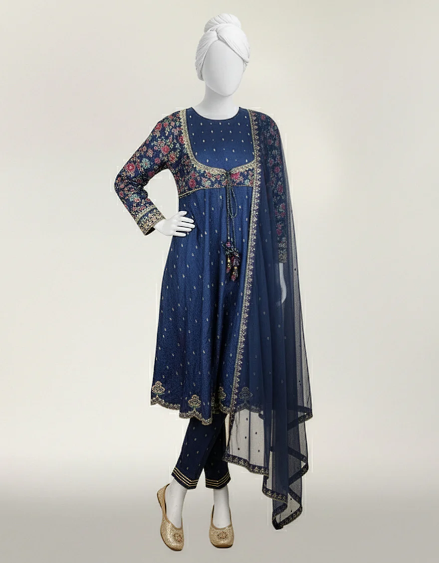BLUE RAW SILK 3PC STITCHED | JGK-S-JTF-26-780 FB/RANG-E-ZARI-08