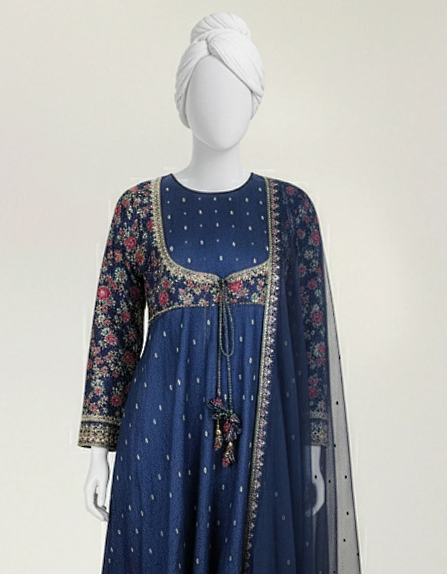 BLUE RAW SILK 3PC STITCHED | JGK-S-JTF-26-780 FB/RANG-E-ZARI-08 - Image 2