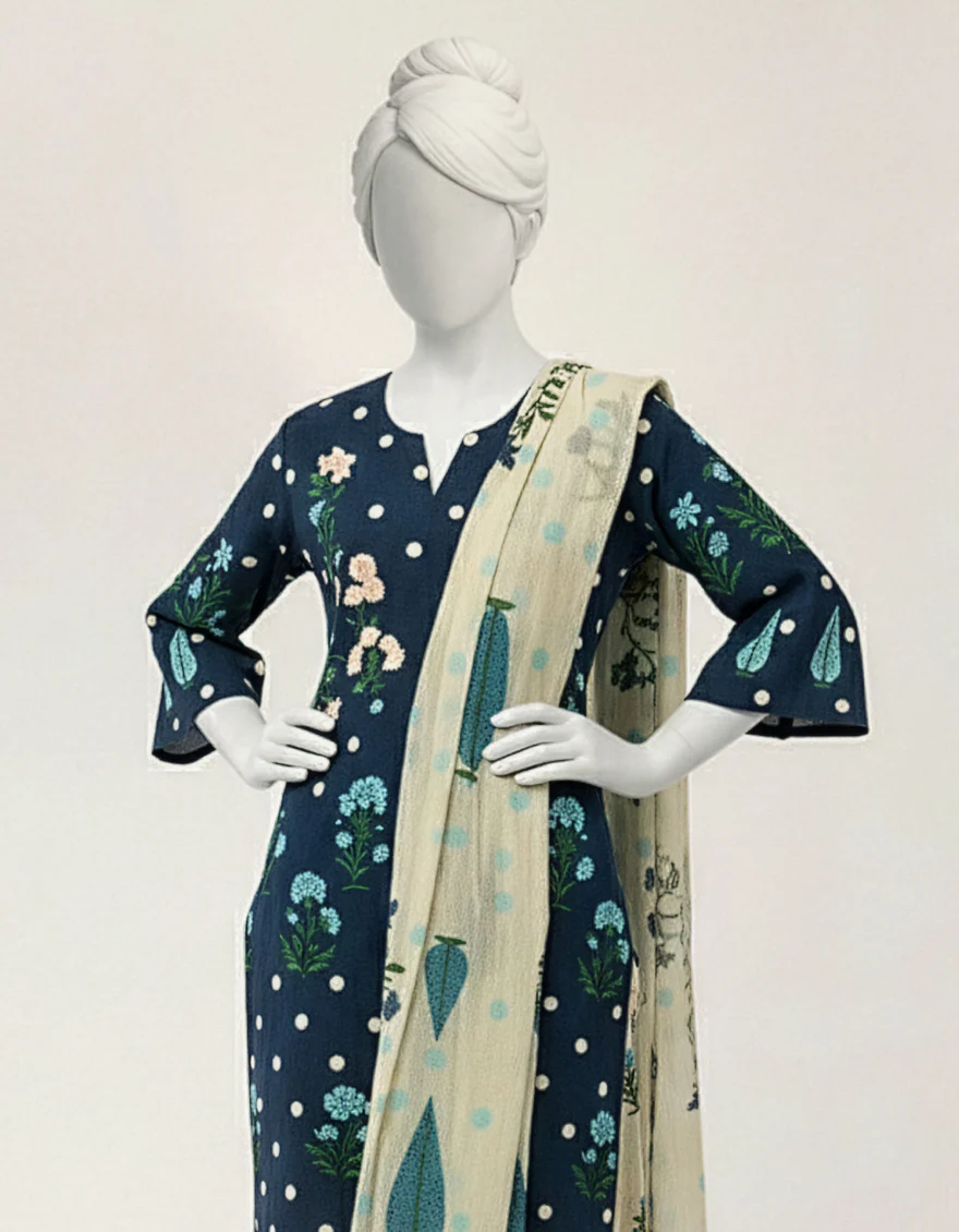 BLUE LAWN 3PC STITCHED | JGK-S-JTP-26-668 FB/GOOD EARTH-4 - Image 2