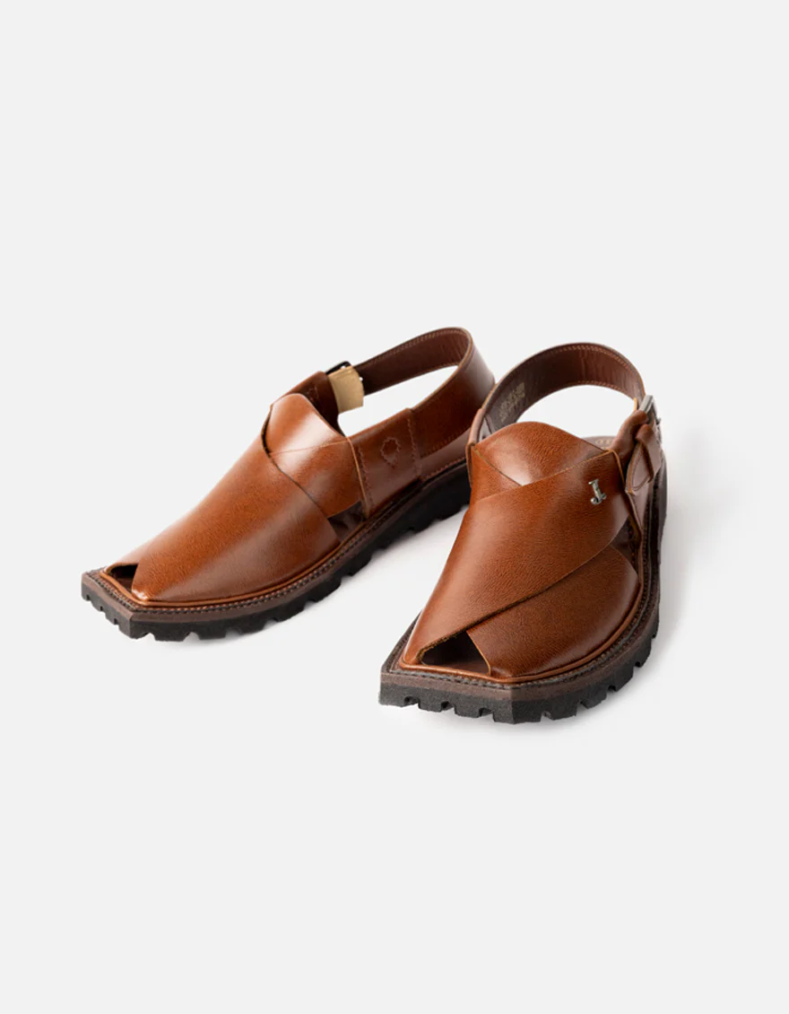 BROWN PESHAWARI SANDALS | JJFW-JPC-050-PU/S26-ZA-TXT - Image 2