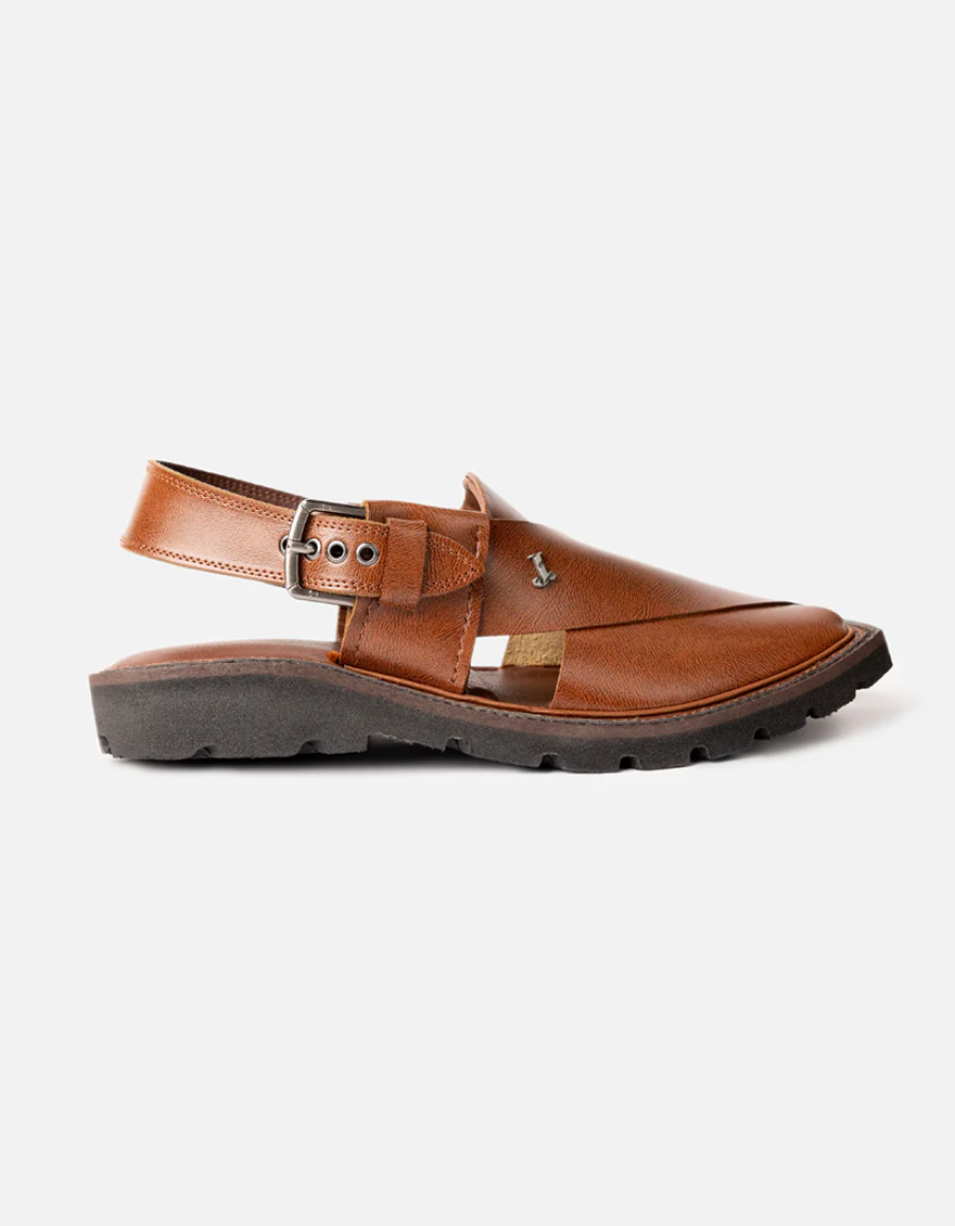 BROWN PESHAWARI SANDALS | JJFW-JPC-050-PU/S26-ZA-TXT - Image 3