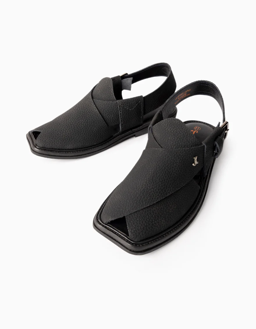 BLACK PESHAWARI SANDALS | JJFW-JPC-11426/S26-FR-TXT - Image 2