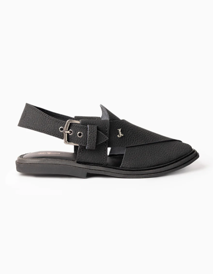 BLACK PESHAWARI SANDALS | JJFW-JPC-11426/S26-FR-TXT - Image 3