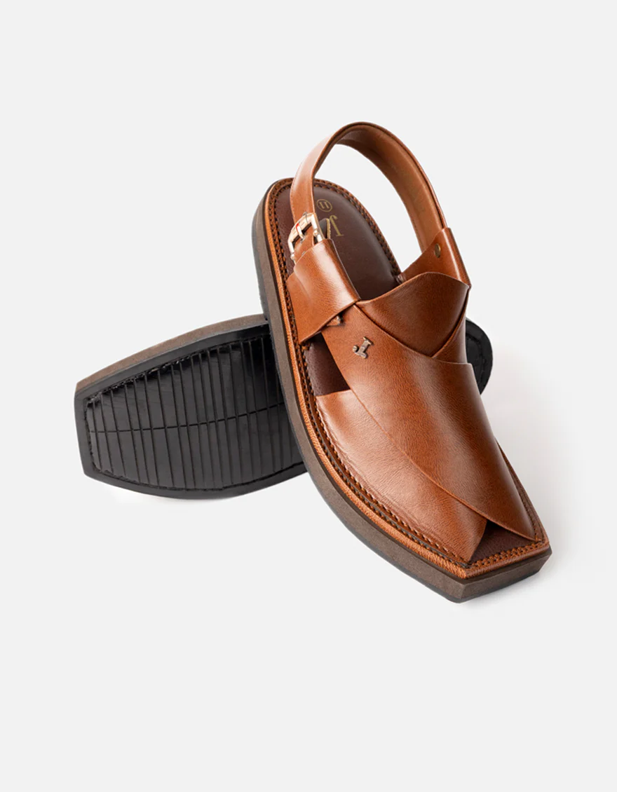 BROWN PLAIN PESHAWARI SANDAL | JJFW-JPC-128-KC/S26-ZA-PLN - Image 2