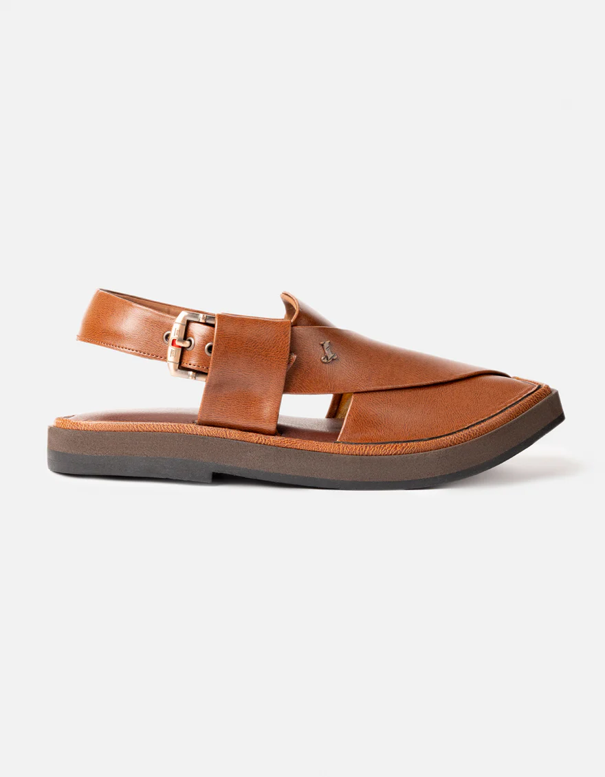 BROWN PLAIN PESHAWARI SANDAL | JJFW-JPC-128-KC/S26-ZA-PLN - Image 3