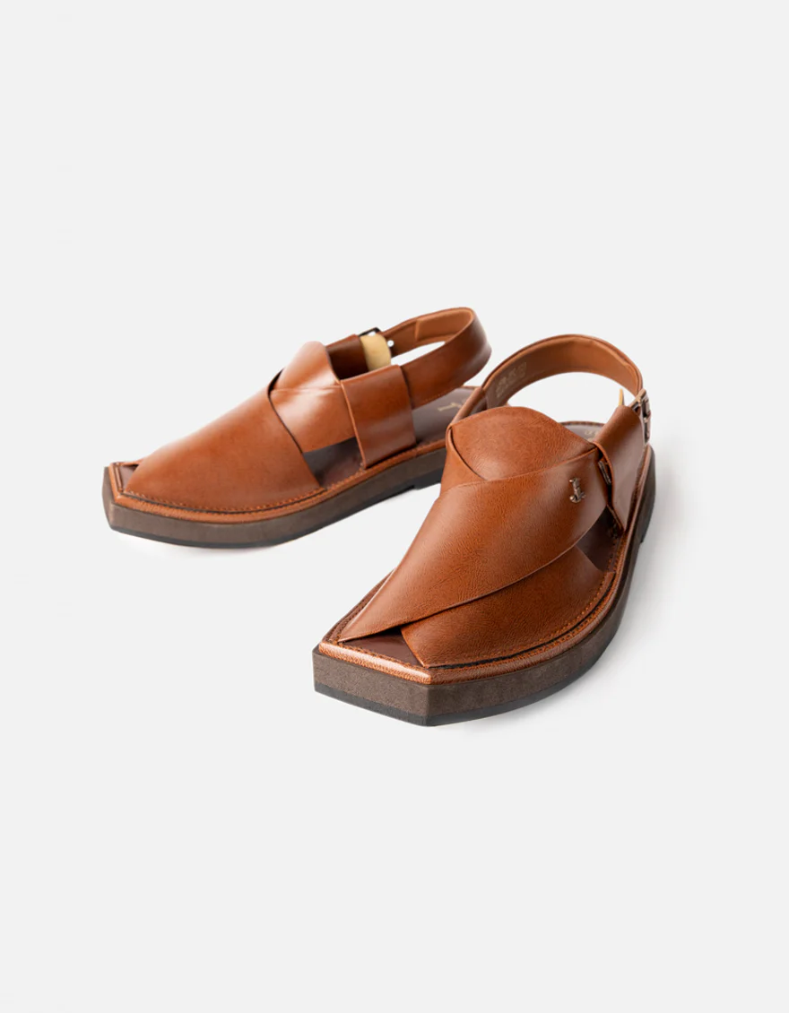 BROWN PLAIN PESHAWARI SANDAL | JJFW-JPC-128-KC/S26-ZA-PLN - Image 4