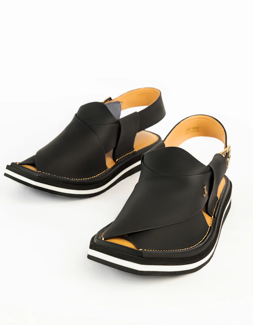 MATT BLACK PLAIN PESHAWARI SANDAL | JJFW-JPC-9015/S25-SC-PLN - Image 2