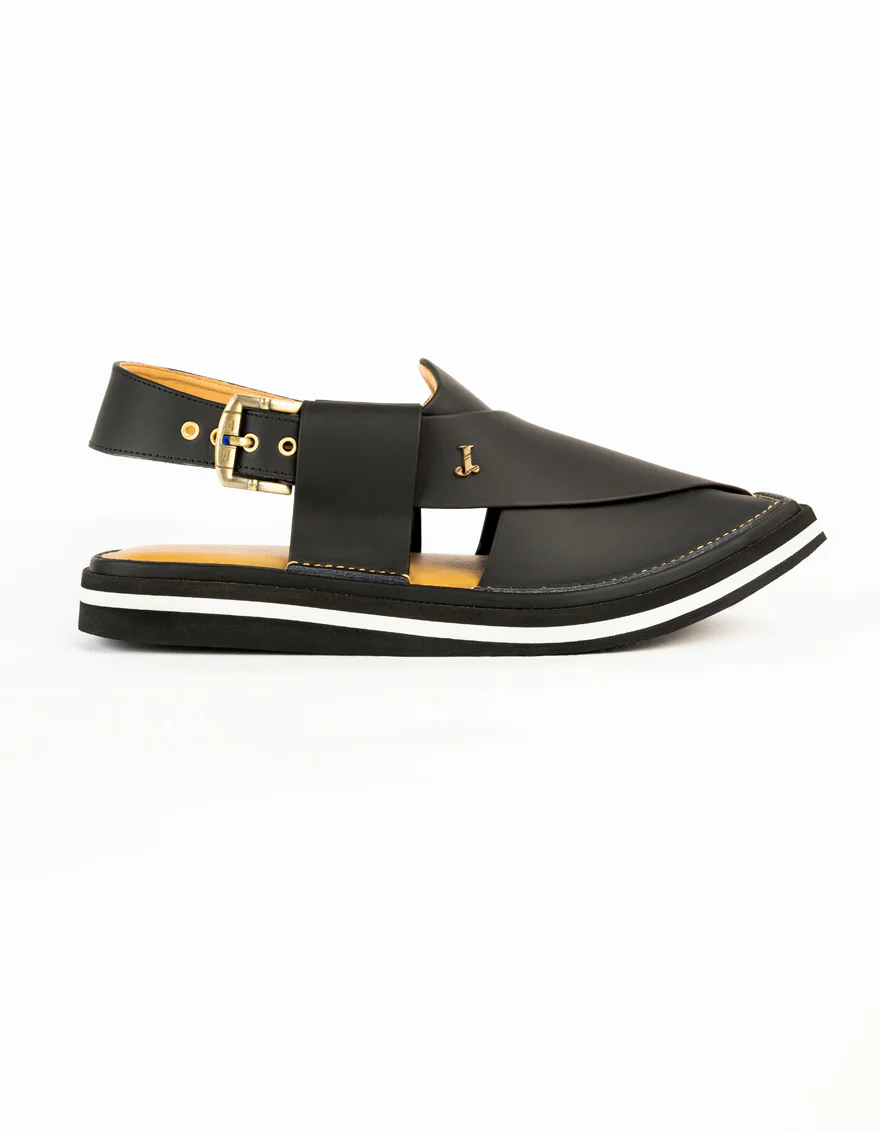 MATT BLACK PLAIN PESHAWARI SANDAL | JJFW-JPC-9015/S25-SC-PLN - Image 3