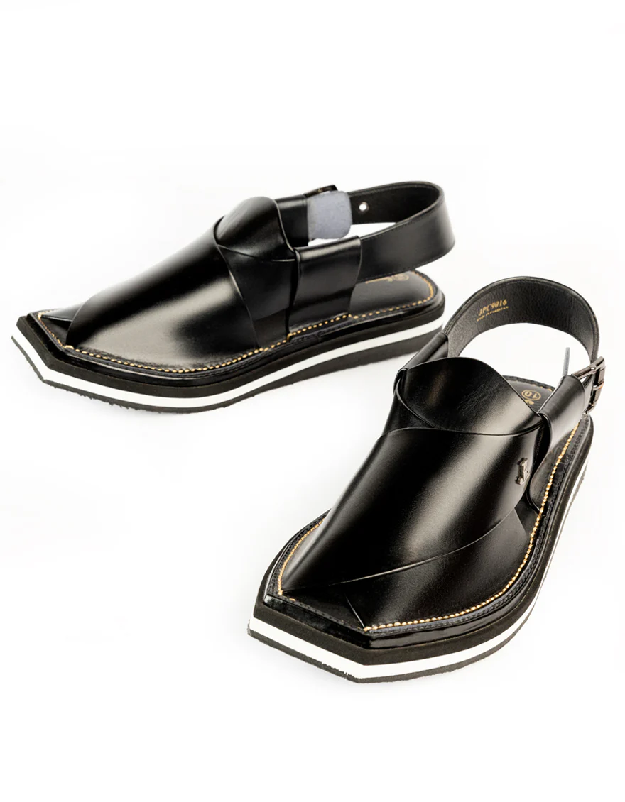 SHINY BLACK PESHAWARI SANDALS | JJFW-JPC-9016/S25-SC - Image 2