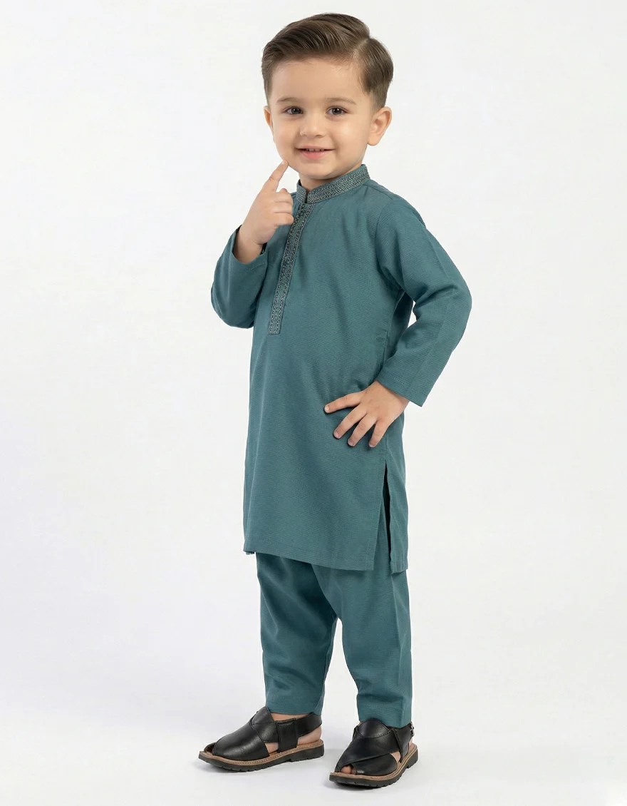 SEA GREEN BLENDED KAMEEZ SHALWAR | JJIKS-A-39560/S26/JJ10240-SF - Image 2