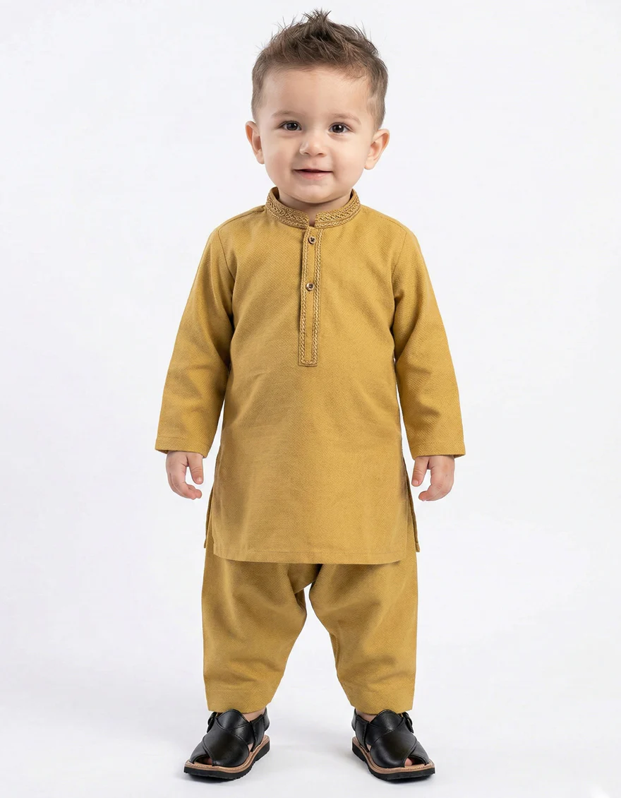 OCHRE KAMEEZ SHALWAR | JJIKS-A-39618/S26/JJ10850-SF