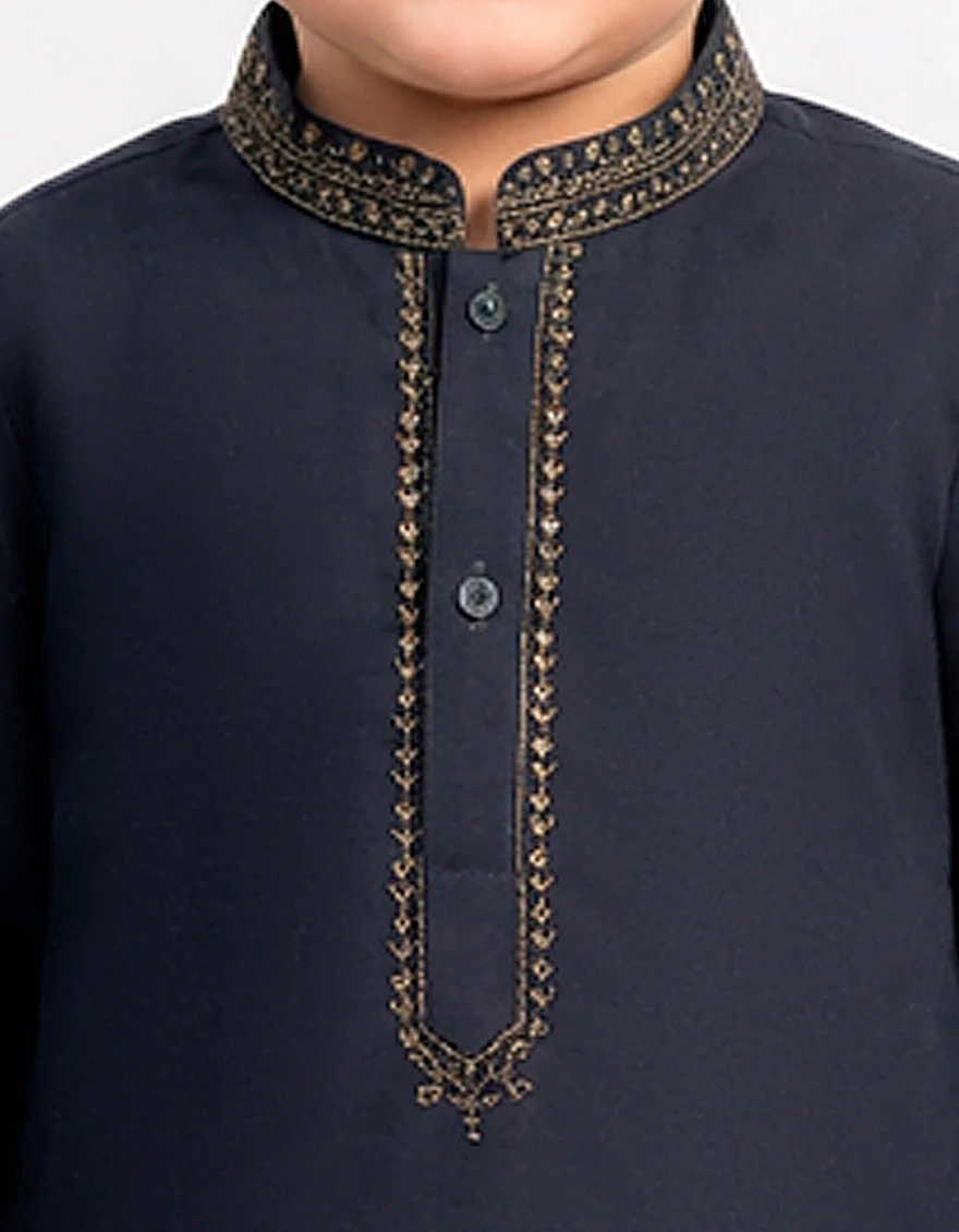 NAVY BLUE BLENDED KAMEEZ SHALWAR | JJIKS-A-46839/S26/JJ9868-FL - Image 3