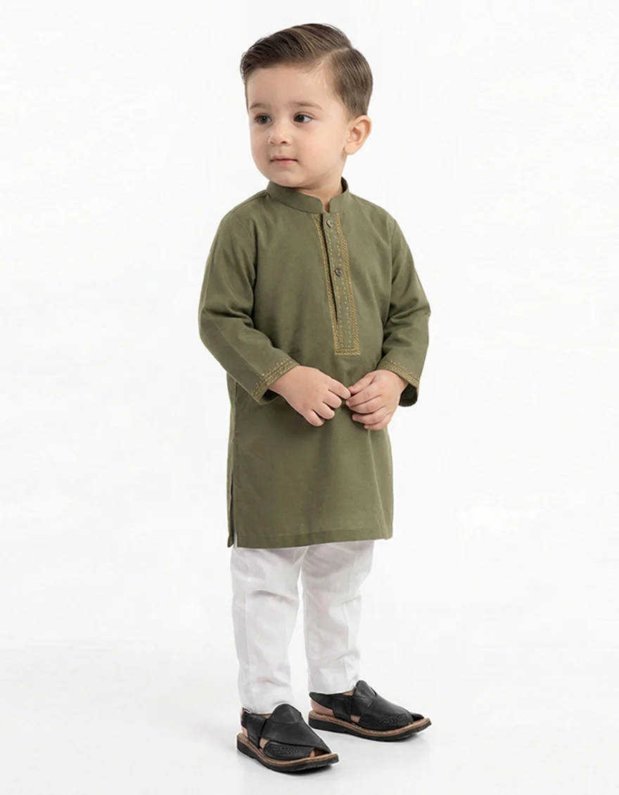 DULL GREEN KAMEEZ SHALWAR | JJIKS-A-50407/S26/JJ10369-SF - Image 2