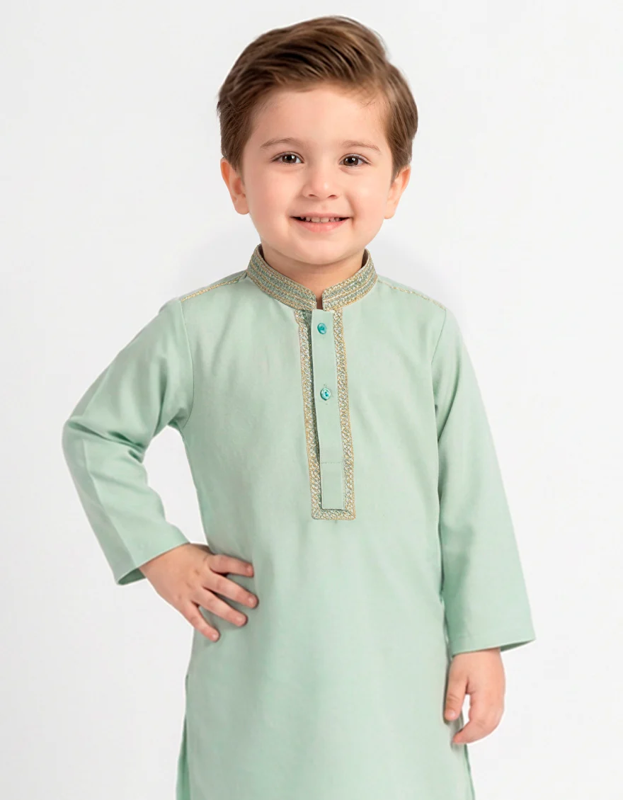 LIGHT GREEN POLYESTER KAMEEZ SHALWAR | JJIKS-W-39600/S26/JJ10592-SF - Image 2