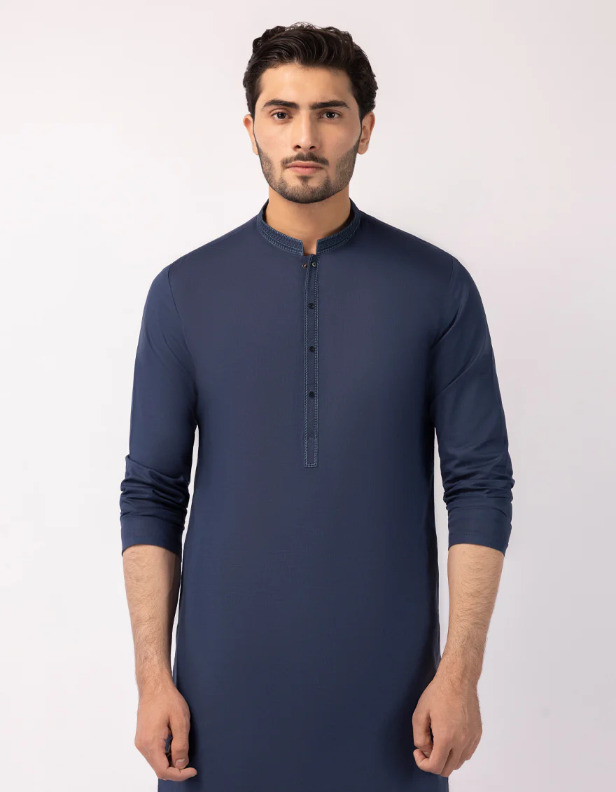 DARK BLUE COTTON KURTA | JJK-A-33820/S26/JJ10446-SF - Image 2