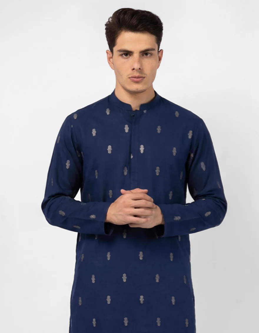 BLUE COTTON KURTA | JJK-S-47603/S26/JJ10903-SF - Image 2