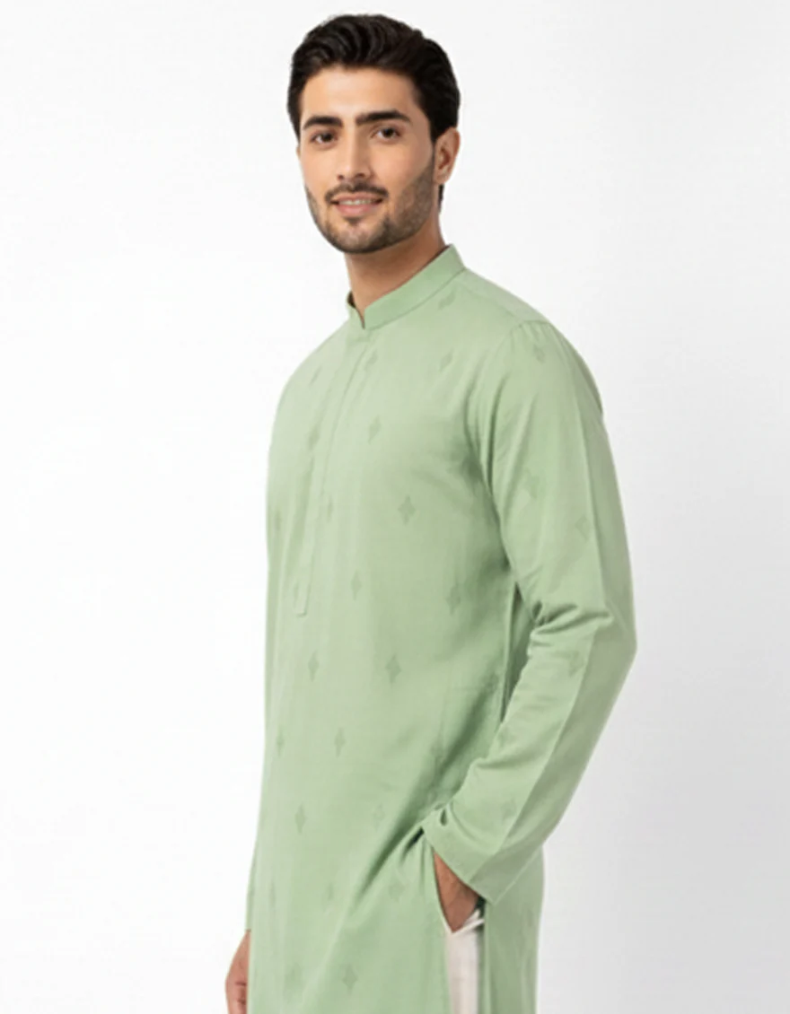 LIGHT GREEN COTTON KURTA | JJK-S-47606/S26/JJ10904-SF - Image 2