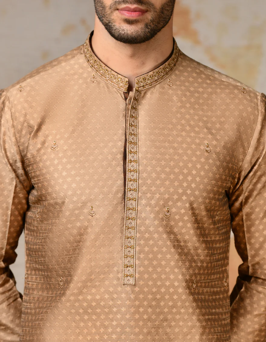 BEIGE POLYESTER SPECIAL KURTA | JJK-SP-A-45408/S24/JJ8476-FL - Image 3