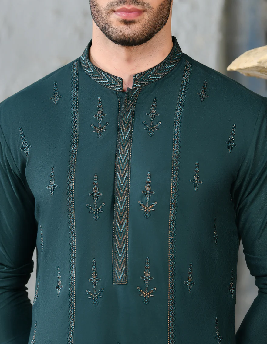 DARK GREEN SPECIAL KURTA | JJK-SP-A-45456/S24/JJ1105-FL - Image 3