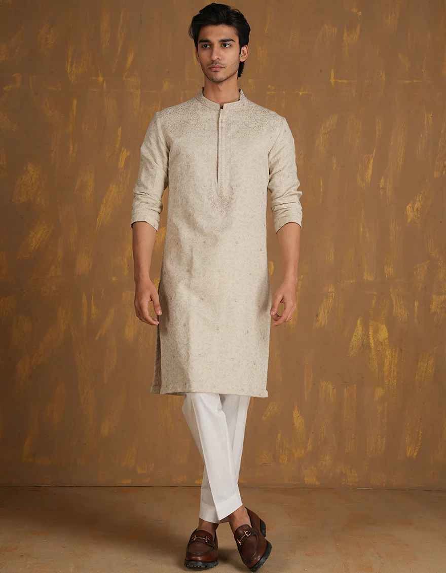 CREAM POLYESTER SPECIAL KURTA | JJK-SP-A-45510/A24/JJ1101-FL