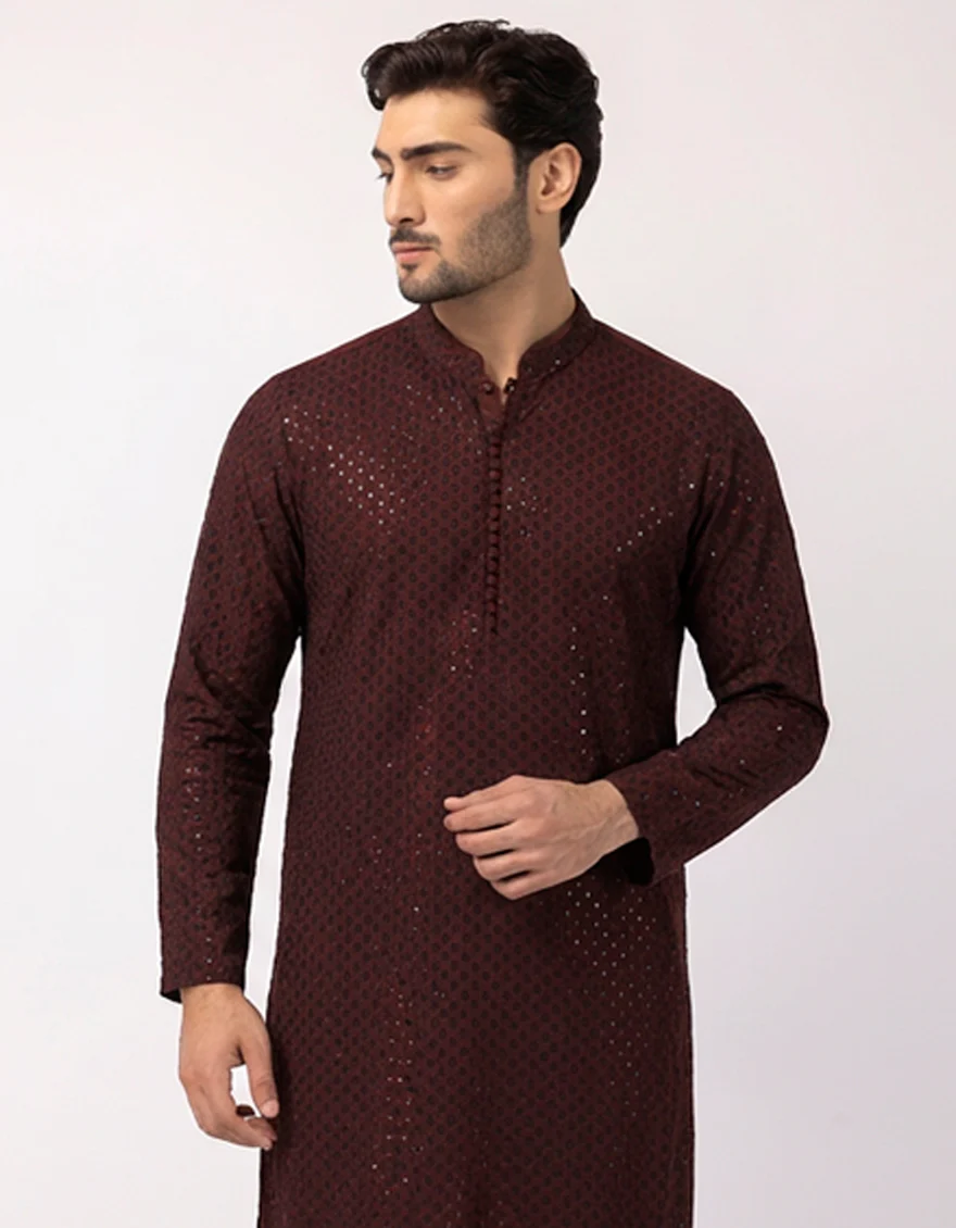 MAROON POLYESTER SPECIAL KURTA | JJK-SP-A-48296/S26/JJ10170-FL - Image 2