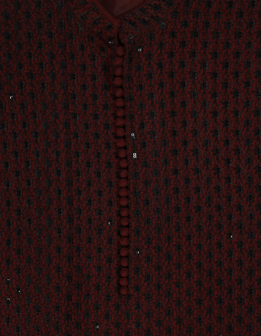 MAROON POLYESTER SPECIAL KURTA | JJK-SP-A-48296/S26/JJ10170-FL - Image 3
