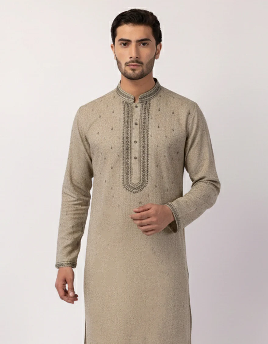 DULL GOLD POLYESTER SPECIAL KURTA | JJK-SP-A-50432/S26/JJ9964-FL - Image 2
