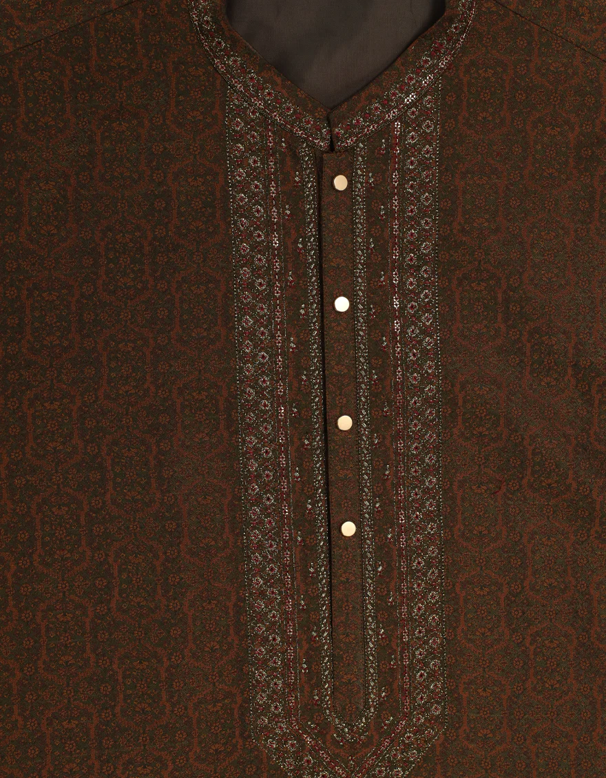 RUST POLYESTER SPECIAL KURTA | JJK-SP-A-50515/S26/JJ10325-FL - Image 3