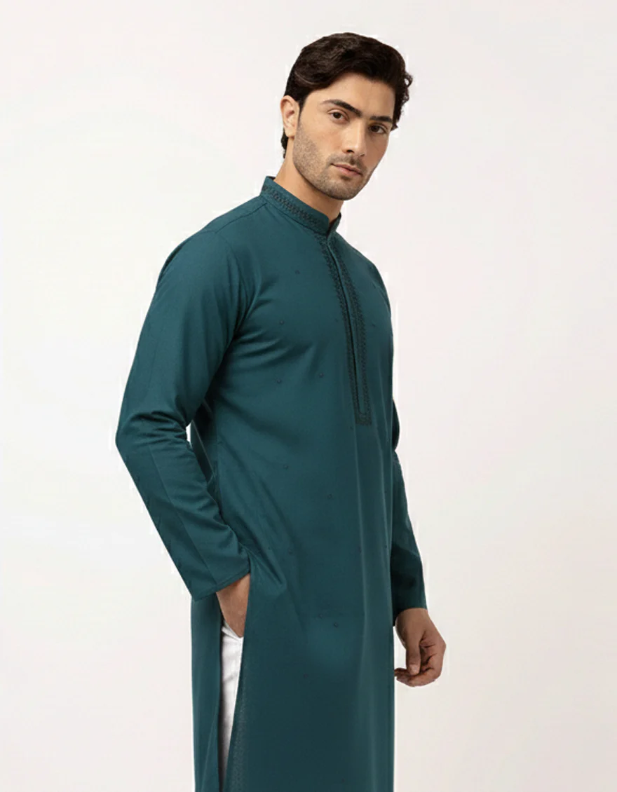 SEA GREEN BLENDED SPECIAL KURTA | JJK-SP-A-50551/S26/JJ10638-FL - Image 2