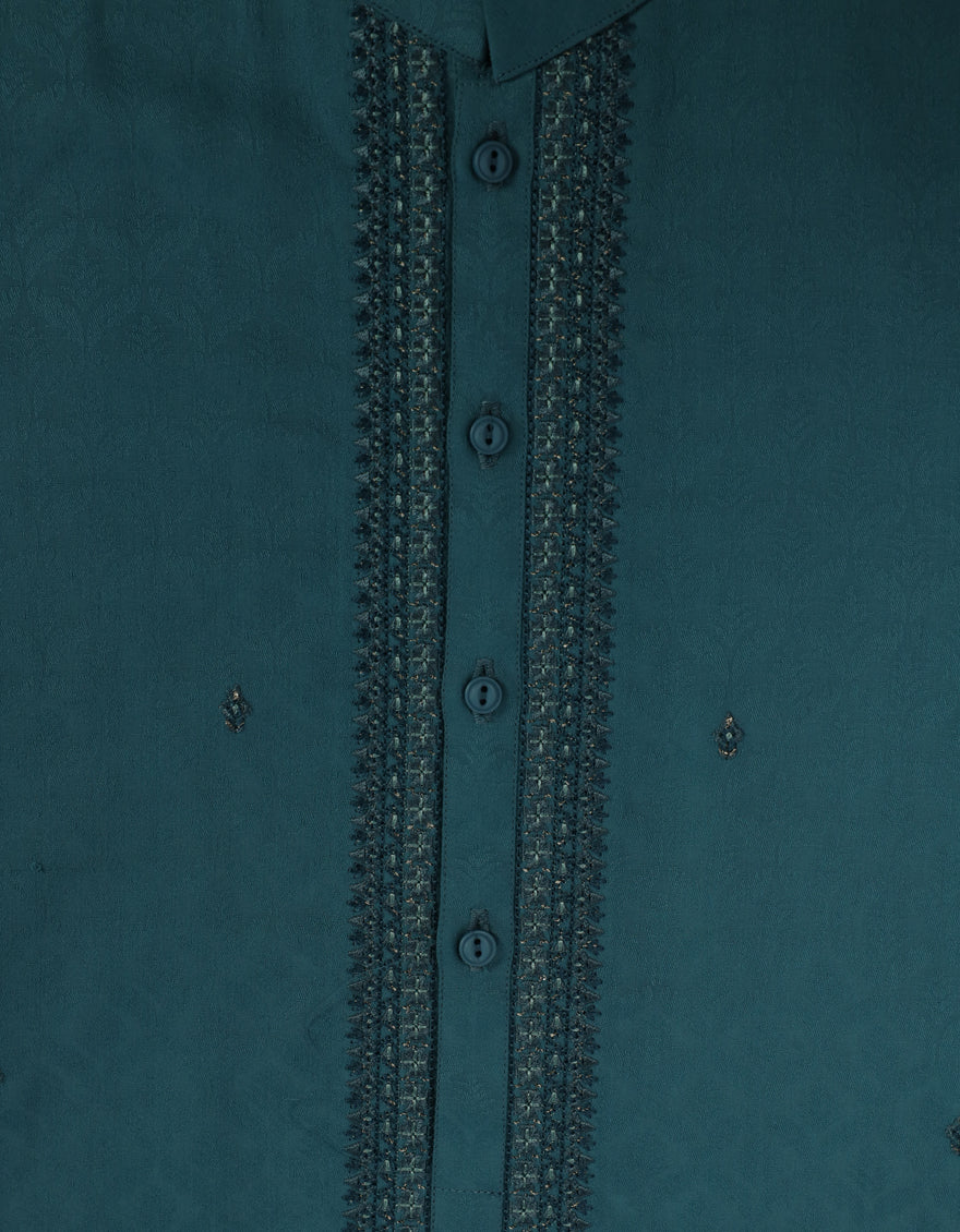SEA GREEN BLENDED SPECIAL KURTA | JJK-SP-A-50551/S26/JJ10638-FL - Image 3