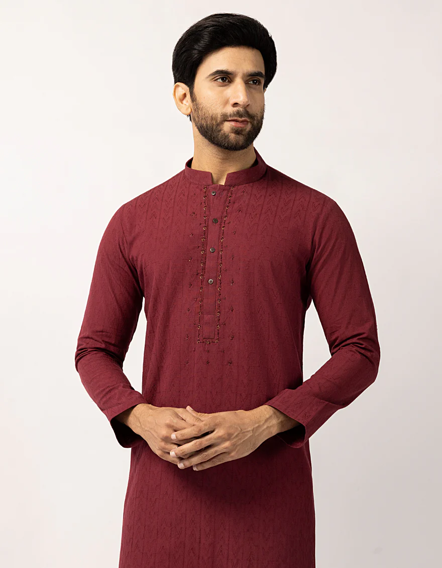 MAROON COTTON KURTA | JJK-W-50501/S25/JJ10445-FL - Image 2