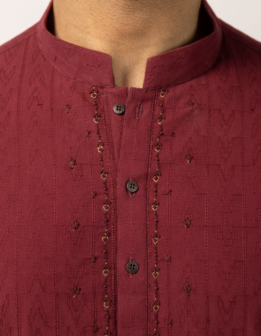 MAROON COTTON KURTA | JJK-W-50501/S25/JJ10445-FL - Image 4