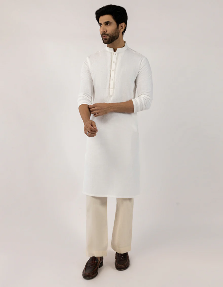 WHITE COTTON KURTA | JJK-W-50517/S25/JJ10445-FL - Image 4