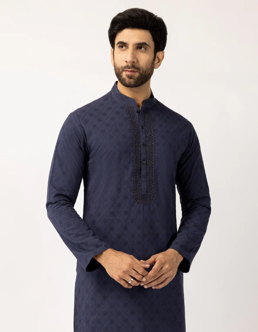 BLUE COTTON KURTA | JJK-W-50547/S25/JJ10445-FL - Image 2