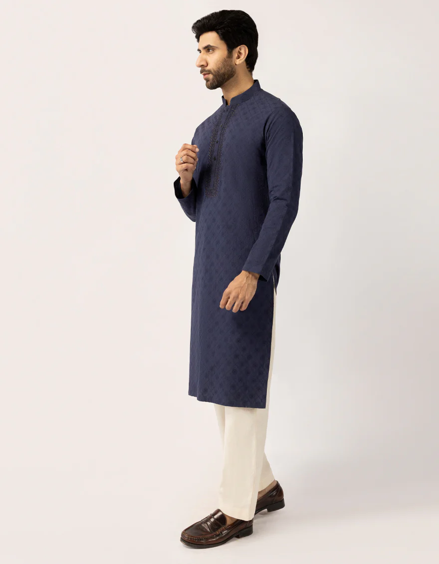 BLUE COTTON KURTA | JJK-W-50547/S25/JJ10445-FL - Image 3