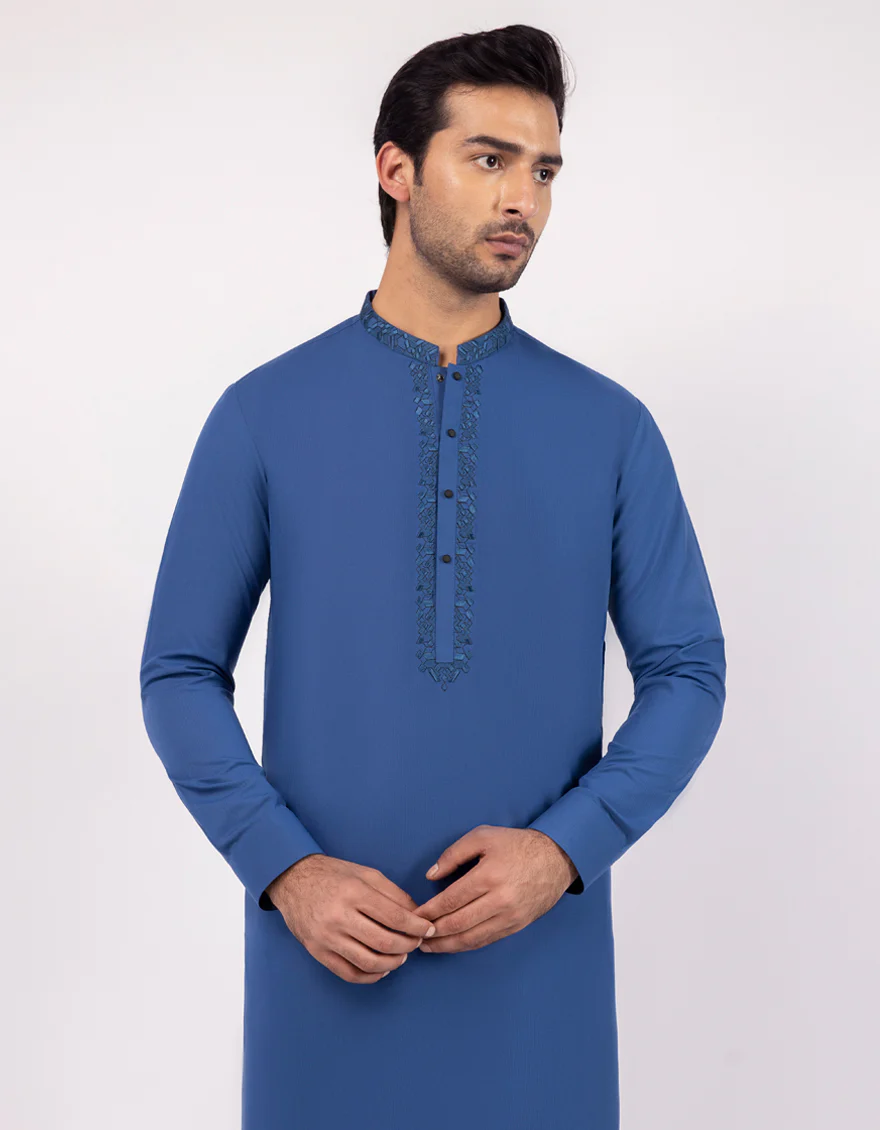 BLUE POLYESTER KURTA TROUSERS | JJKP-A-33730/S25/JJ9944-SF - Image 2