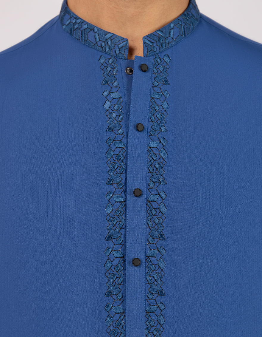 BLUE POLYESTER KURTA TROUSERS | JJKP-A-33730/S25/JJ9944-SF - Image 3