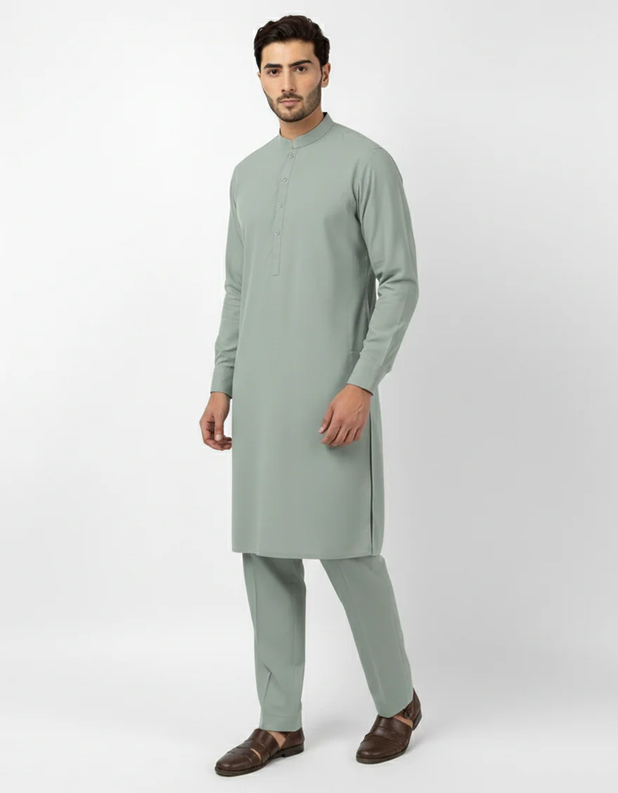 SKY BLUE BLENDED KURTA TROUSERS | JJKP-A-33880/S26/JJ10817-PN