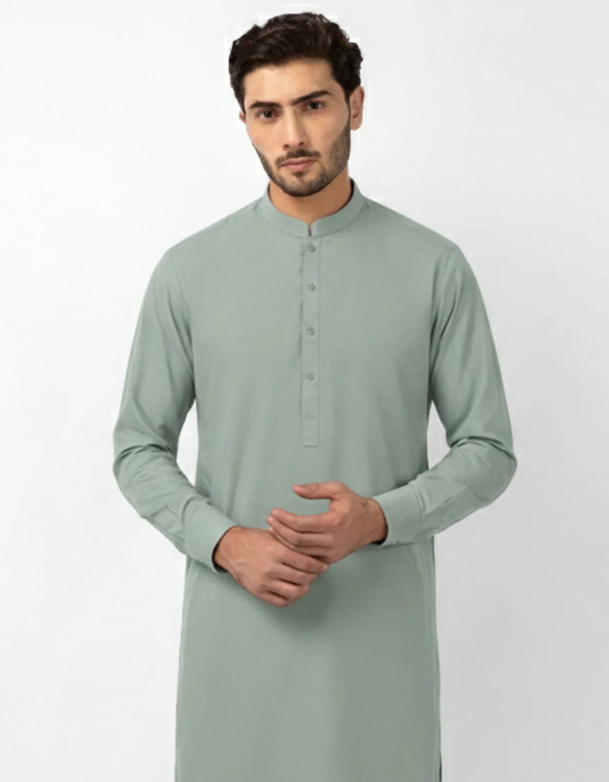 SKY BLUE BLENDED KURTA TROUSERS | JJKP-A-33880/S26/JJ10817-PN - Image 2