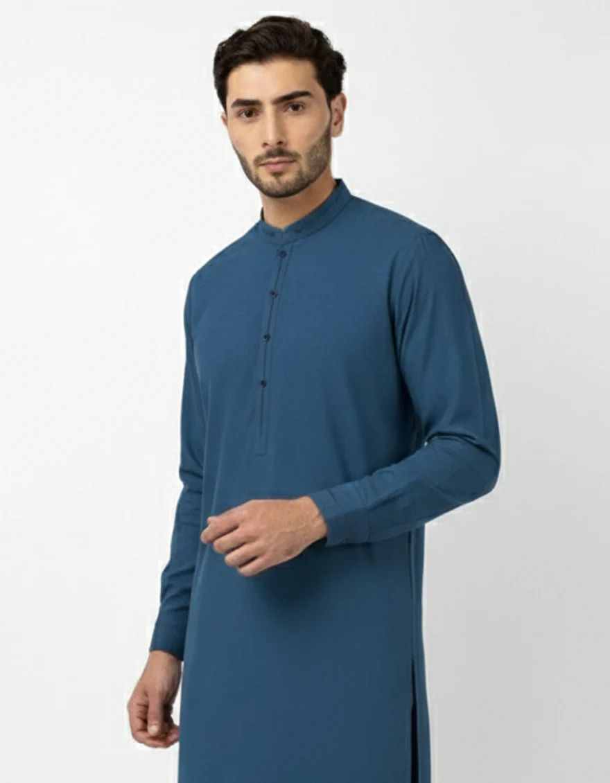 BLUE BLENDED KURTA TROUSERS | JJKP-A-33932/S26/JJ9826-CL - Image 2