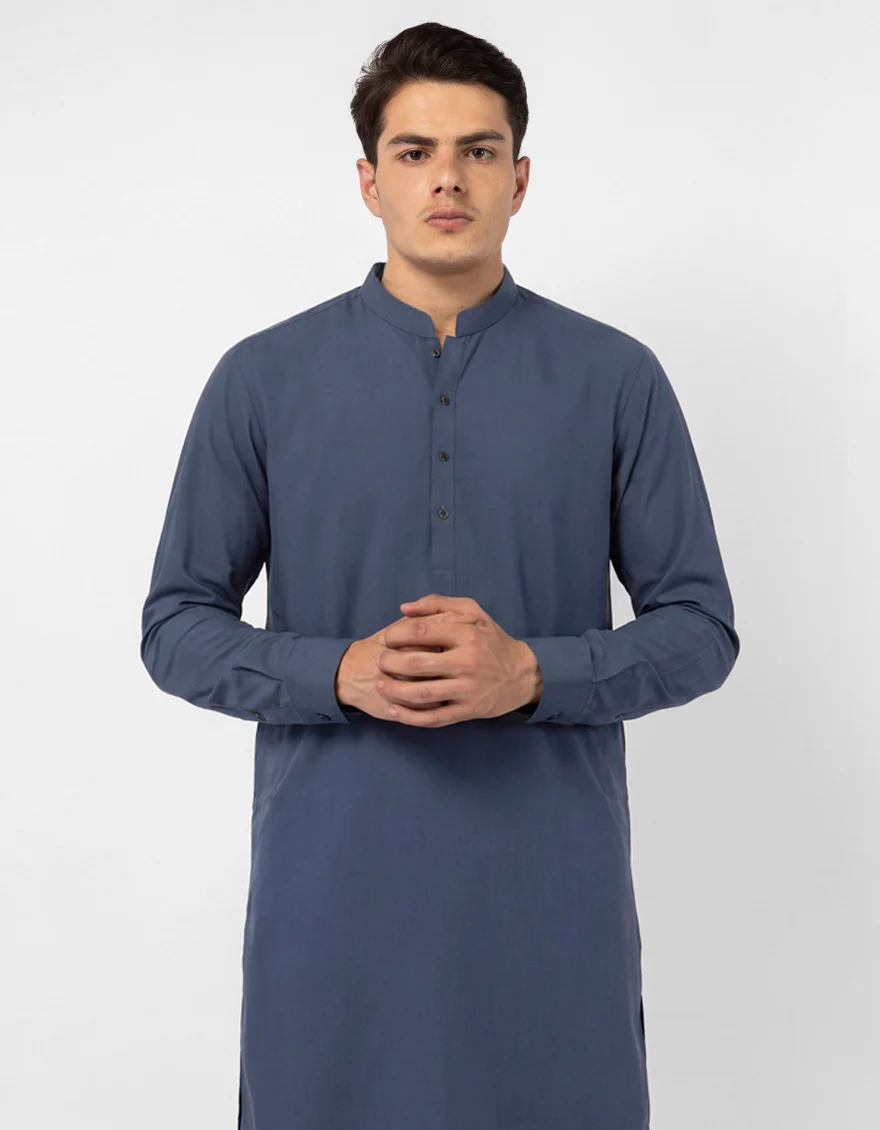 BLUE BLENDED KURTA TROUSERS | JJKP-A-47612/S26/JJ10786-PN - Image 2