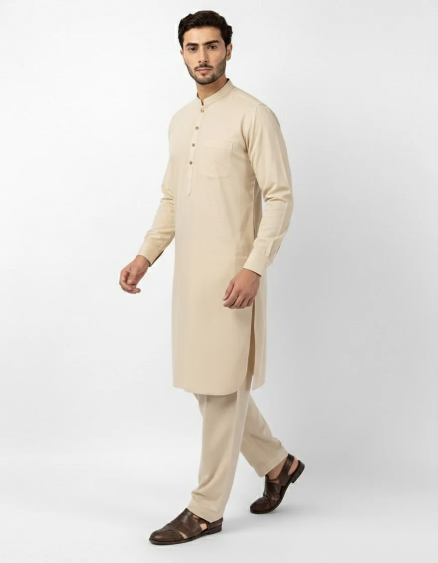 CREAM BLENDED KURTA TROUSERS | JJKP-A-47619/S26/JJ10736-PN - Image 3