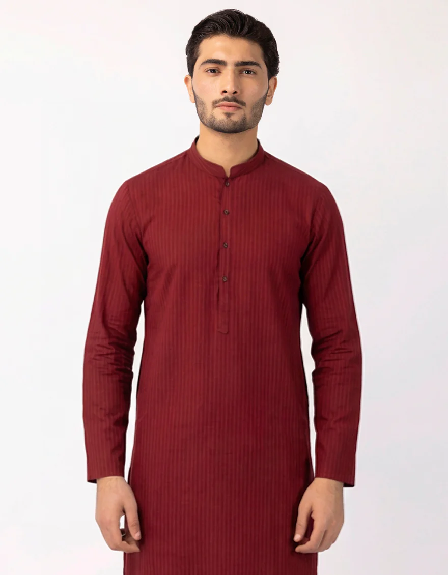 MAROON COTTON KURTA TROUSERS | JJKP-S-33899/S26/JJ10845-SF - Image 2