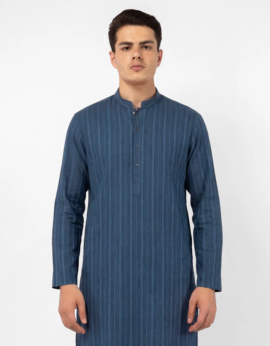 BLUE COTTON KURTA TROUSERS | JJKP-S-33938/S26/JJ10846-SF - Image 2