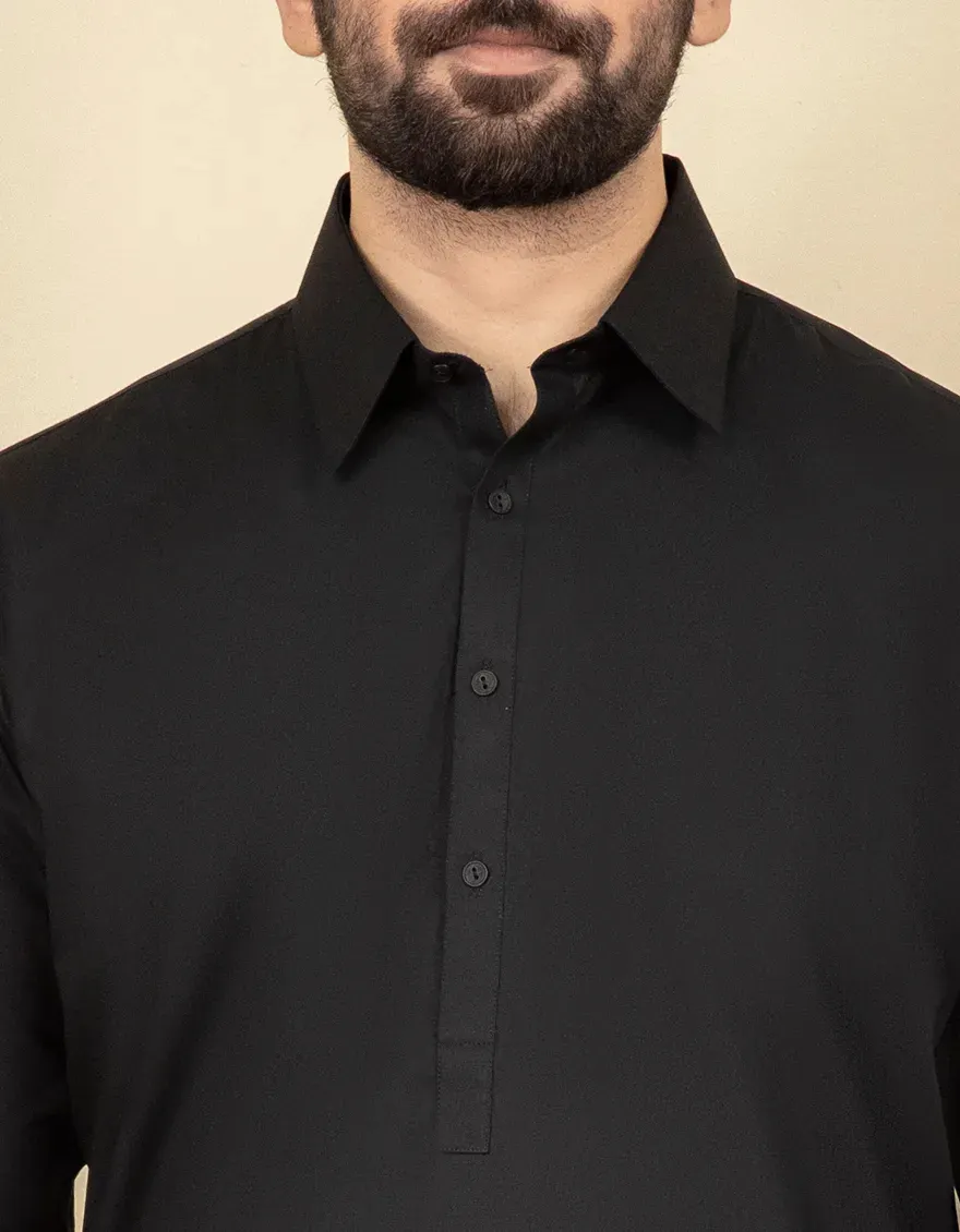 BLACK BLENDED KAMEEZ SHALWAR | JJKS-A-30729-R46-AP/S26/JJ10551-PN - Image 3