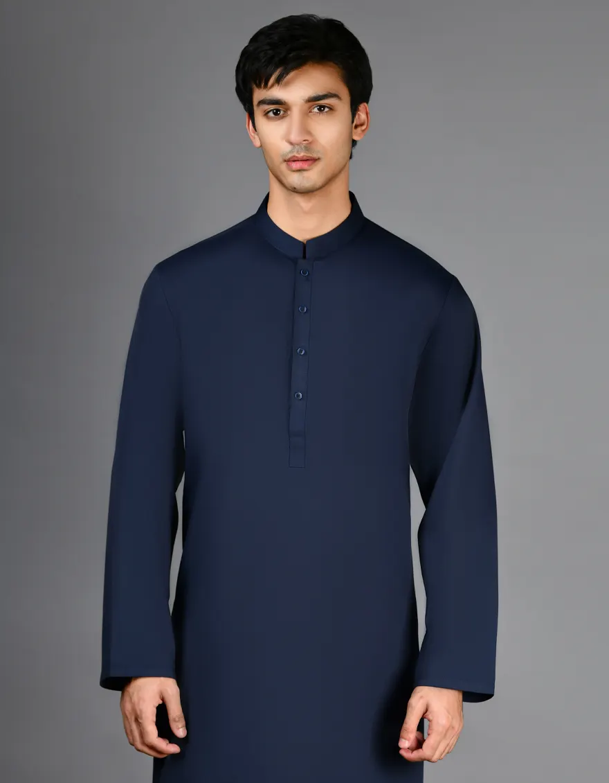 NAVY BLUE BLENDED KAMEEZ SHALWAR | JJKS-A-30780-R47-AP/S25/JJ9773-PN - Image 2