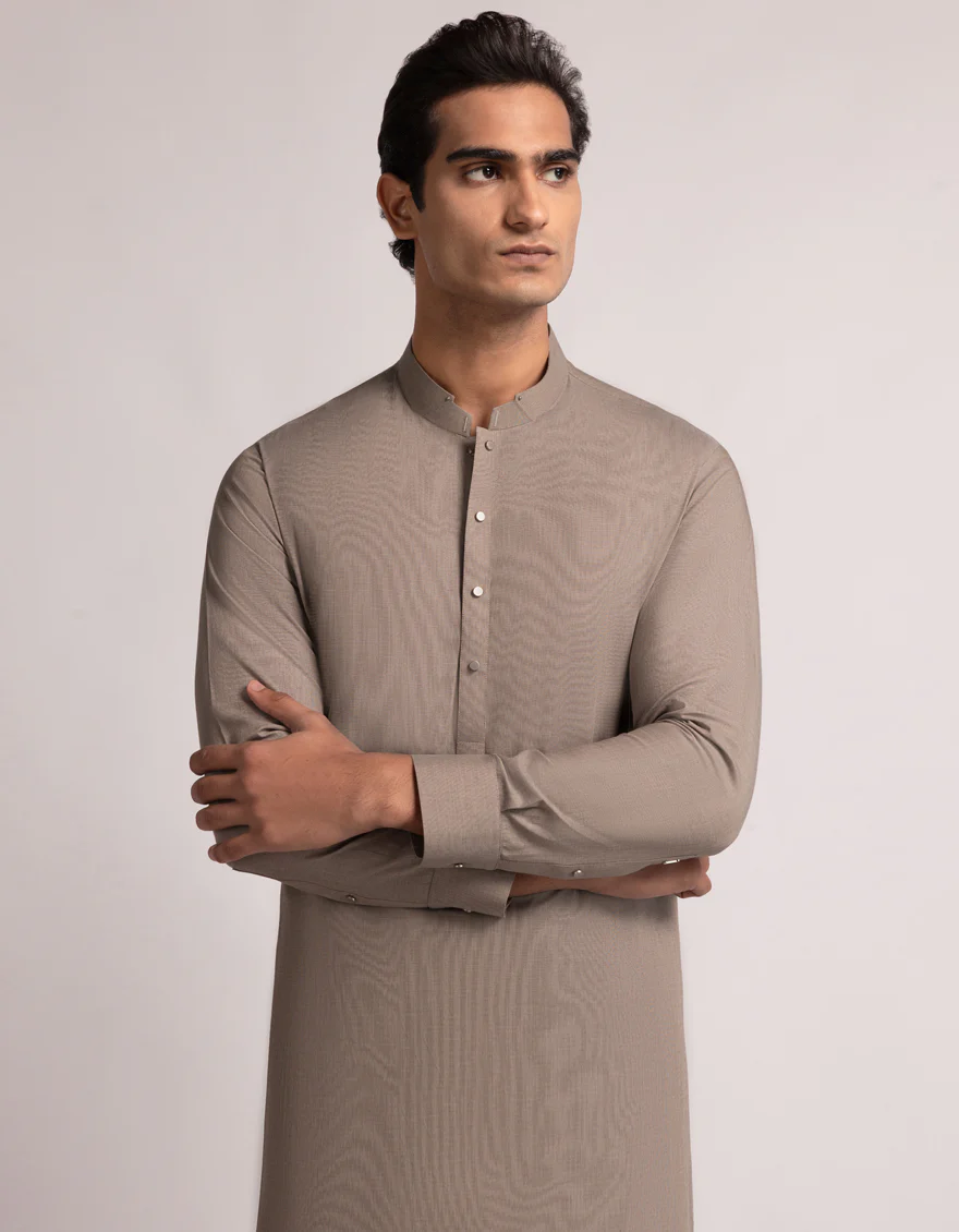 LIGHT BROWN COTTON KAMEEZ SHALWAR | JJKS-A-33637/S25/JJ9763-CL - Image 2